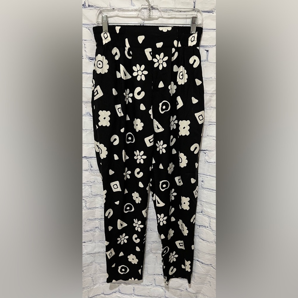 Ilio printed rayon elastic waistband pants size medium
